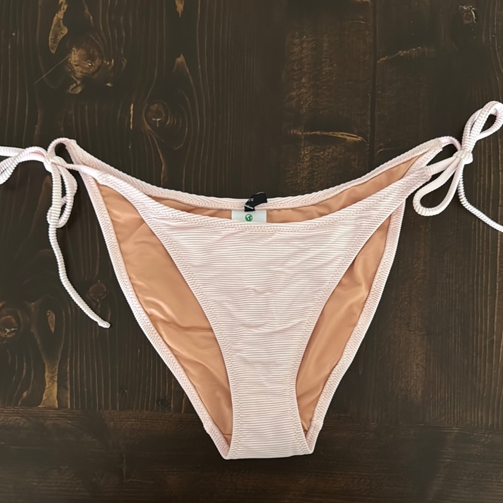 J. Crew Pink and Cream Bikini with Adjustable Tie Sides